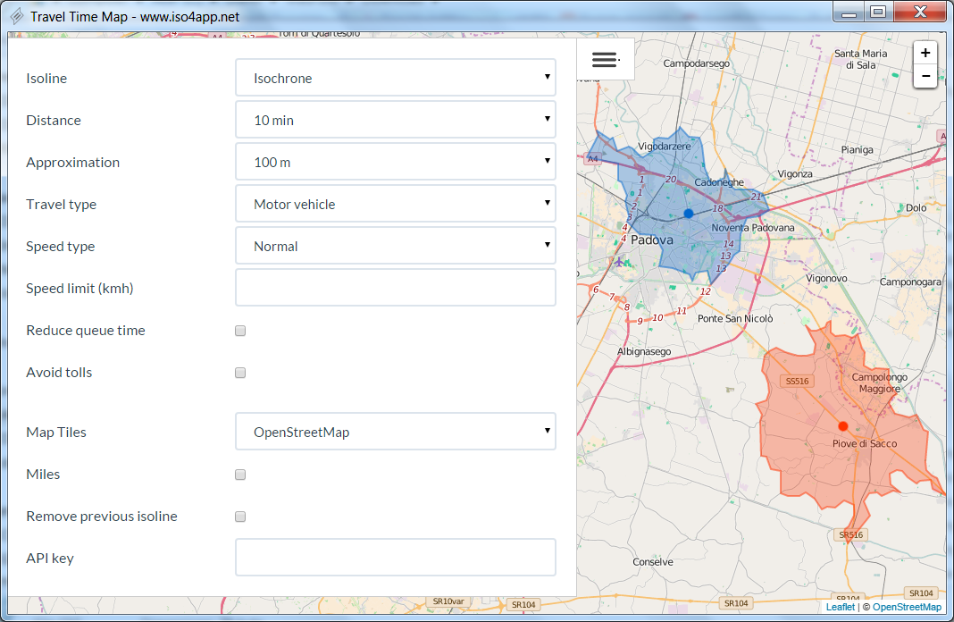 TravelTimeMap screenshot