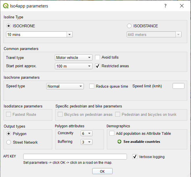 Qgis iso4app parameters
